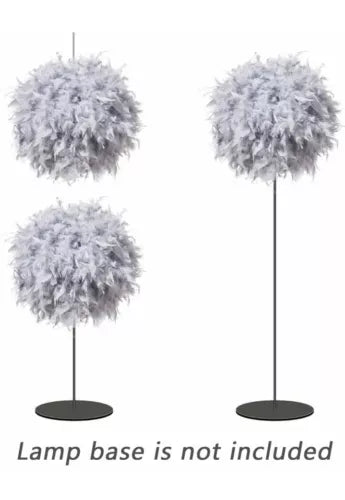 Waneway Feather Lamp Shade for Ceiling Pendant Light, Lampshade 15.7 In, Gray