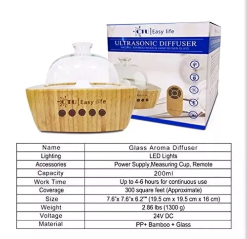 Glass Aromatherapy Essential Oil Diffuser with Bluetooth Speaker