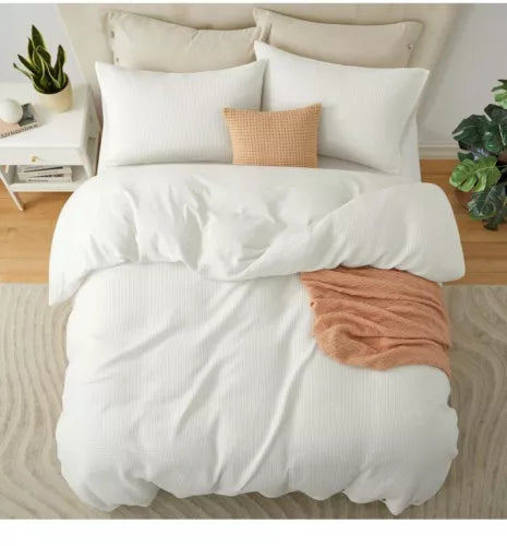 100% Cotton Waffle Weave Duvet Cover Setluxury Bedding Set 3 Pieces Super Softea