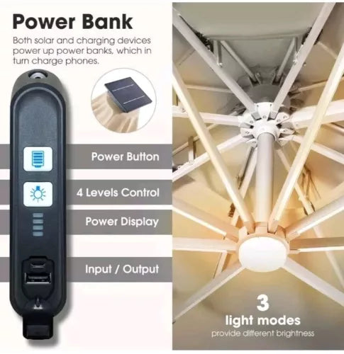 12 FT Cantilever Patio Umbrella with Solar Lights, Offset Umbrella Outdoor