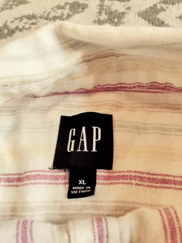 Gap Linen Poplin Button Up Stripe Xl