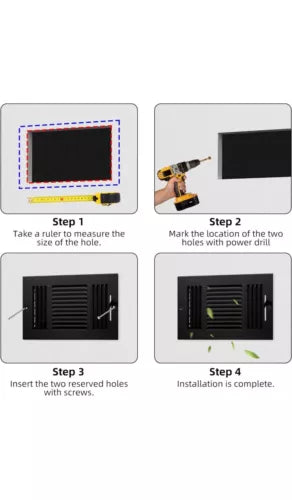 2-10 x 6 Inch Duct Opening Black Air Vent Cover for Wall or Ceiling, Three-Wa...
