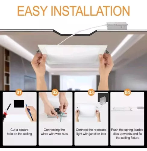 11 Inch Square Recessed Light: 3 Color Temperature & Dimmable 2200 Lumens