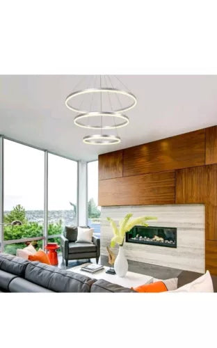 3-Rings D31.5’’ Modern Crystal LED Chandelier Black Dimmable Circular Pendant