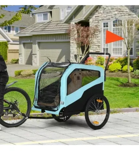 2-in-1 Dog Bike Trailer Pet Stroller Carrier for Large Dogs with Hitch