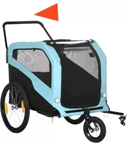 2-in-1 Dog Bike Trailer Pet Stroller Carrier for Large Dogs with Hitch