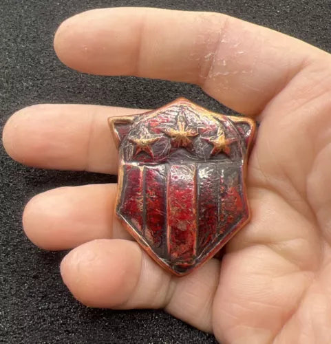 4.3oz Hand Made ๐บ๐ธ COPPER Stars & Stripes Shield .999 Bullion Round Coin Art