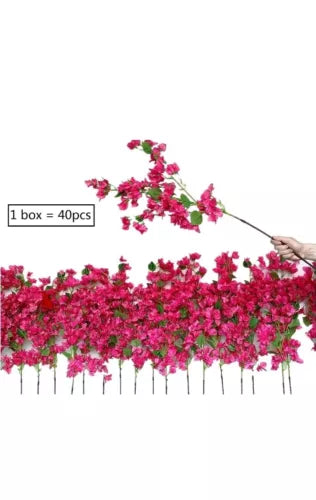 40Pcs in Bulk Artificial Bougainvillea Silk Flowers Branches Long Plant Stems...