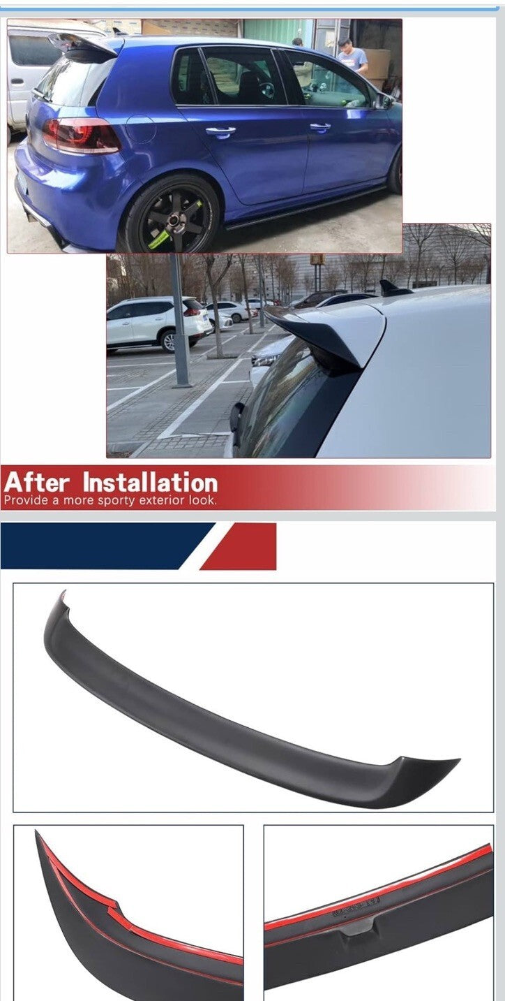 For 2010-2013 Volkswagen Golf 6 MK6 GTi Matte Black Rear Roof Spoiler Wing