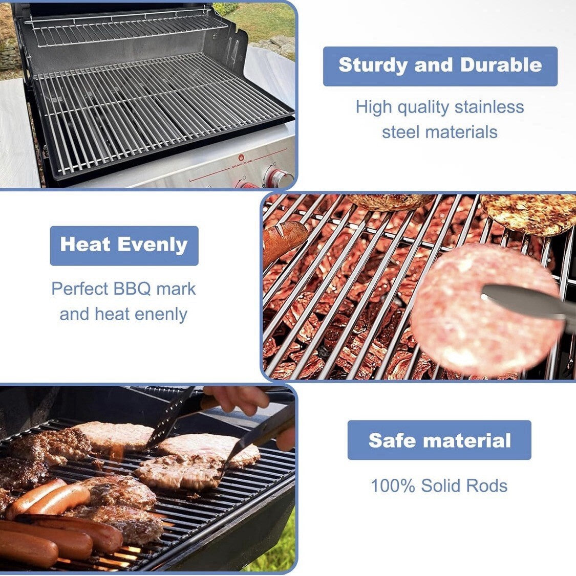 SS Grill Grates Flavorizer Bars Heat Deflectors Compatible Weber Genesis II 300