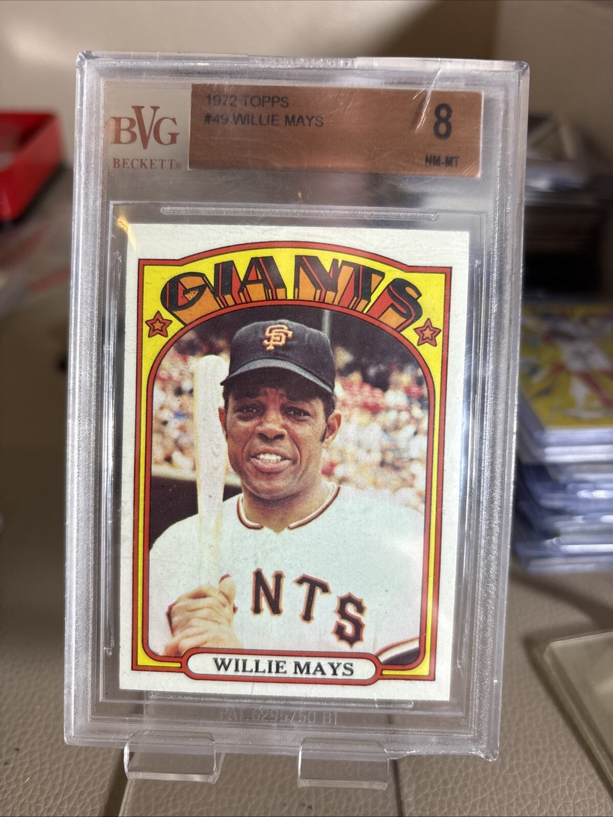 1972 Topps #49 Willie Mays San Francisco Giants HOF BVG 8 NM-MT Small Crack Case