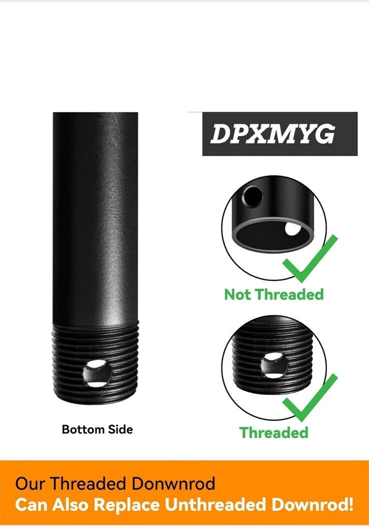 Ceiling Fan Downrod for Use with Quorum Brand Fans-72 Inch Down Rod Length-Noir