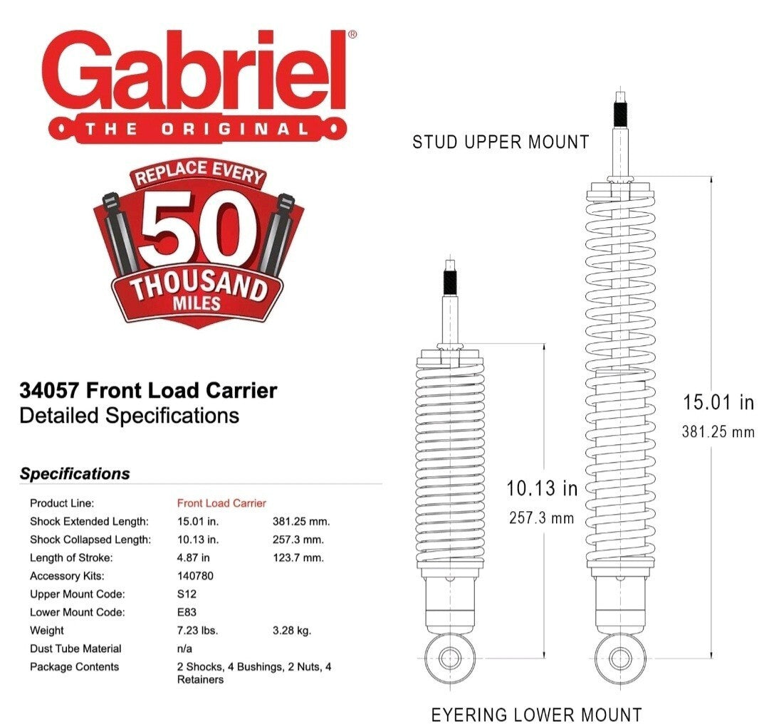 Gabriel 34057 Load Carrier Towing & Hauling Front Spring Shocks Fits Ford F-150,
