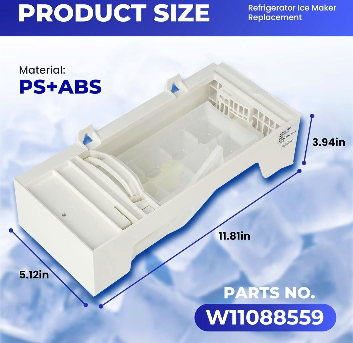 W11284458 Ice Maker Assembly Fits for Whirlpool Replaces W11088559 AP6809232