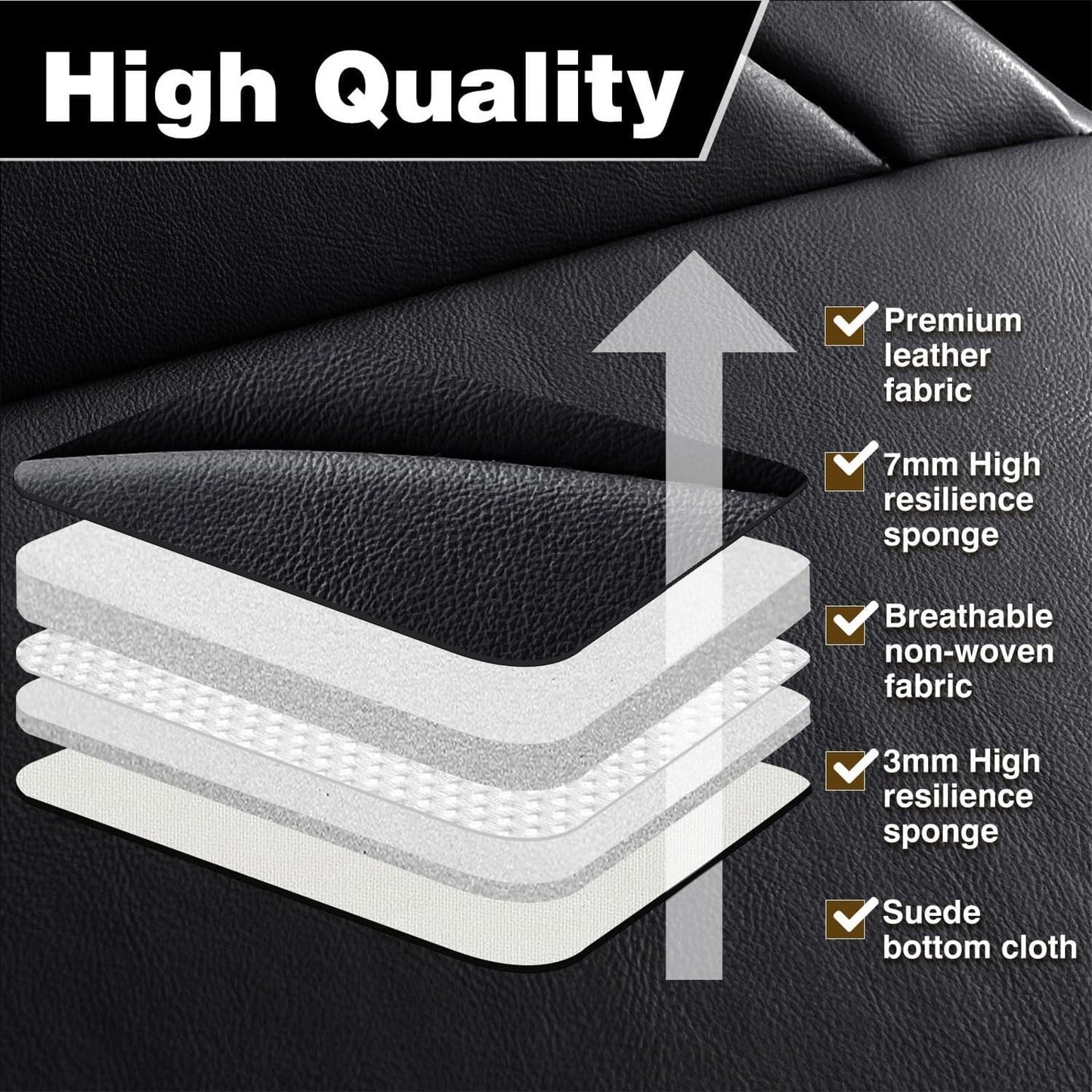 Universal Car Seat Covers 5 Seats, Nappa Leather Automotive Seat Covers Non-Slip