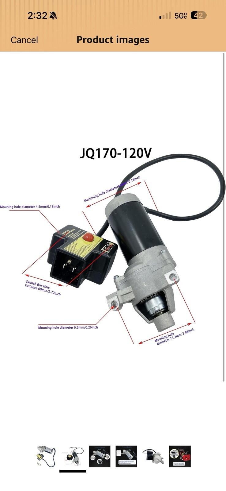 Starter JQ170 For Snow Blower For Cub-Cadet, Craftsman For Ariens 208cc 254cc