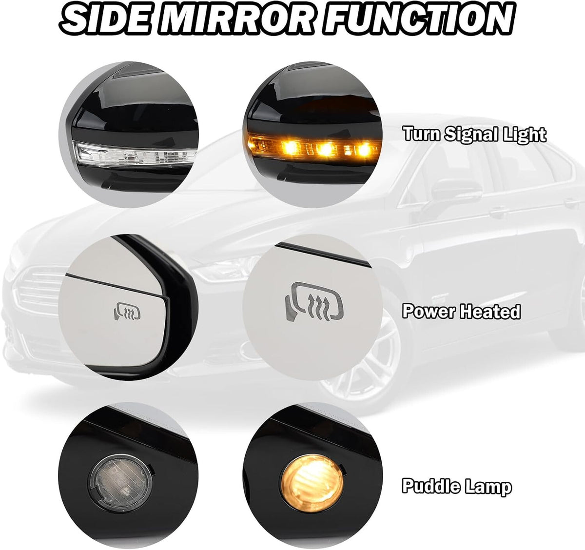Passenger Side Mirror for 2013-2016 Ford Fusion Sedan S SE SE Hybrid 7Pins