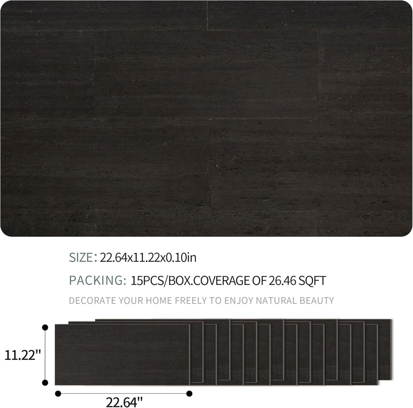 15pcs/26.46 sq ft Soft Stone Wall Panels, Flexible Rock Siding Panel Ebony Black