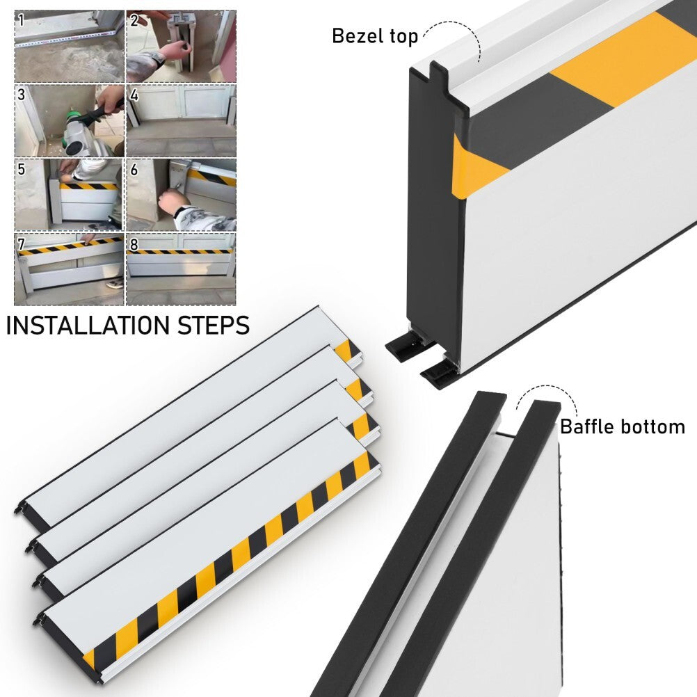 Flood Barrier for Home Aluminum Alloy Garage Door Water Barrier H31.5in W3.5FT