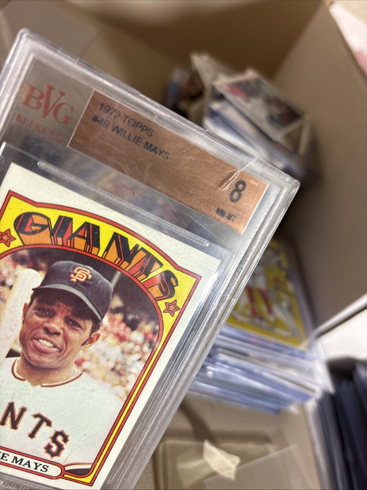 1972 Topps #49 Willie Mays San Francisco Giants HOF BVG 8 NM-MT Small Crack Case