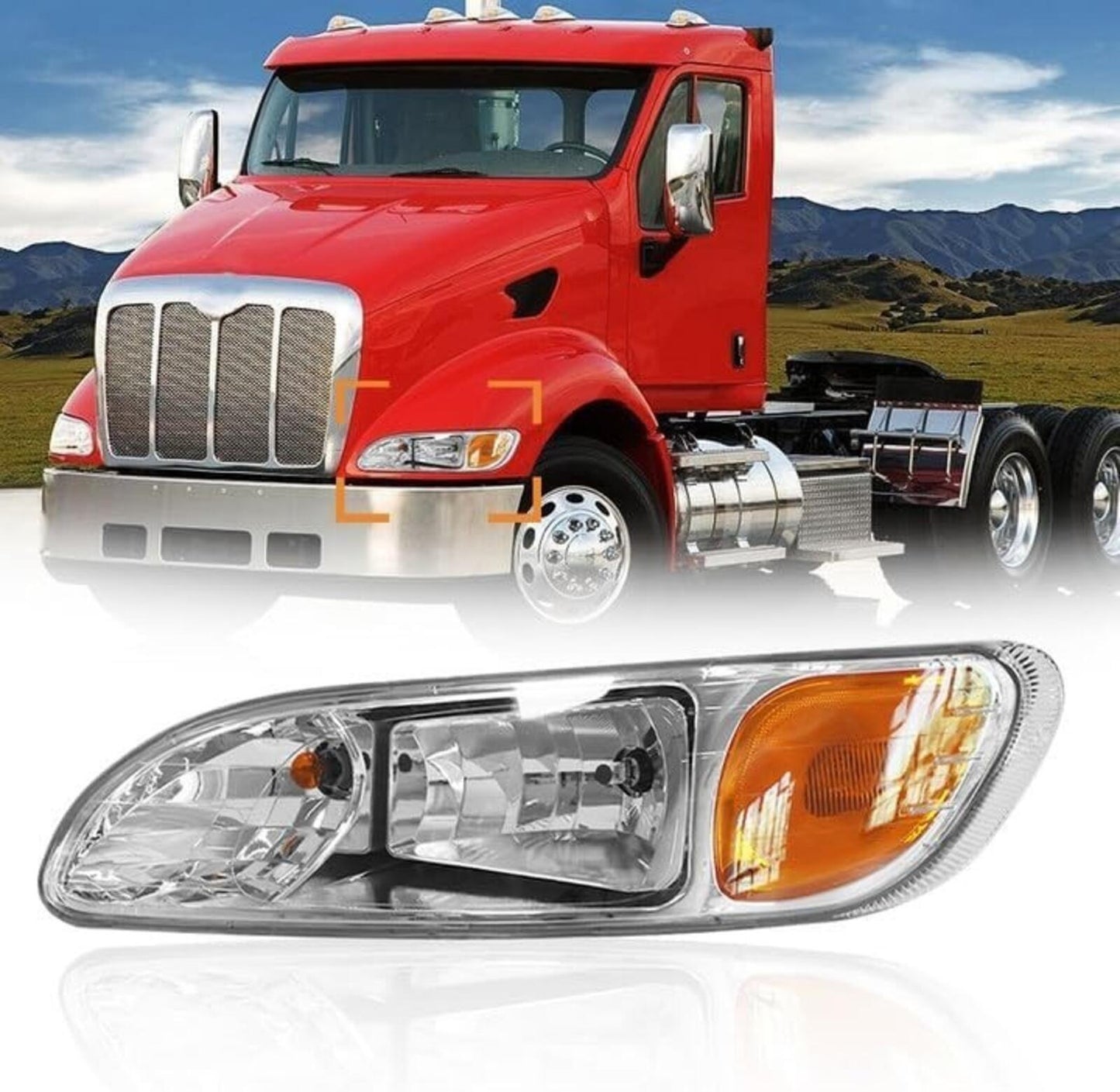 Headlights for Peterbilt 387 325 330 335 337 340 348 382 384 386 Bulb Left Drive