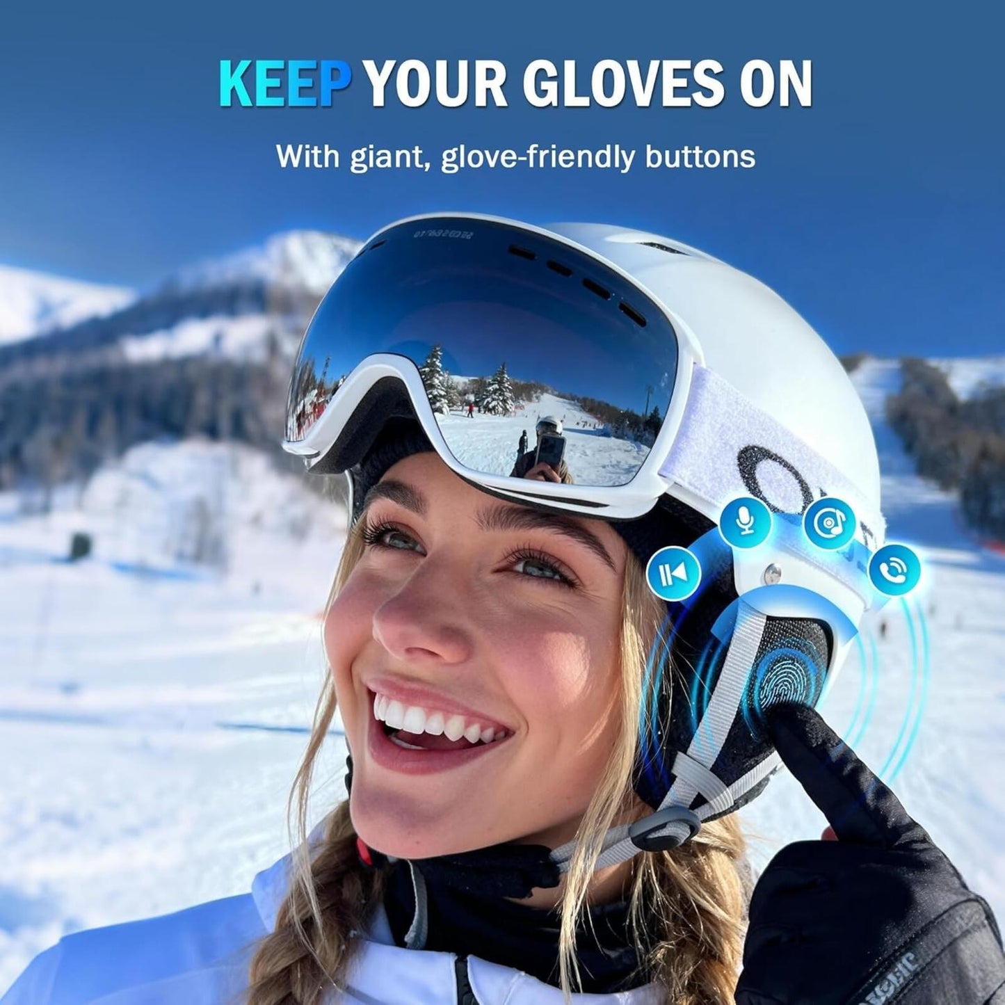 Wireless Bluetooth 6.0 Ski Helmet Speakers - 30H Playtime, IPX5 Waterproof