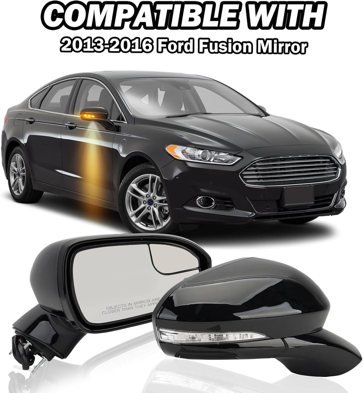 Passenger Side Mirror for 2013-2016 Ford Fusion Sedan S SE SE Hybrid 7Pins