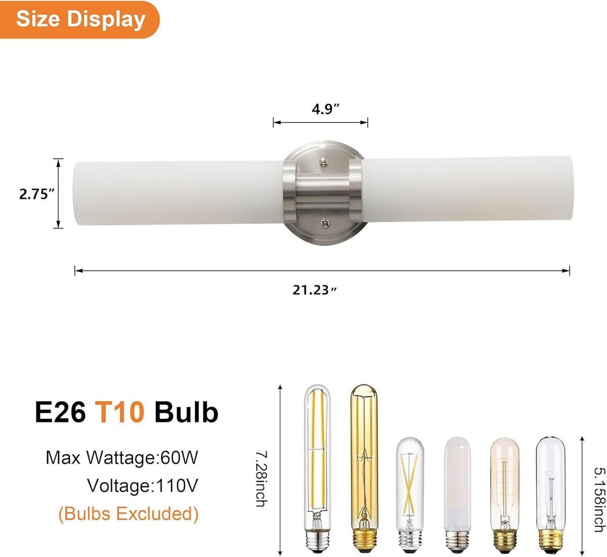 Wall Sconces Set of Two, Brushed Nickel Bathroom Sconces Wall Lighting