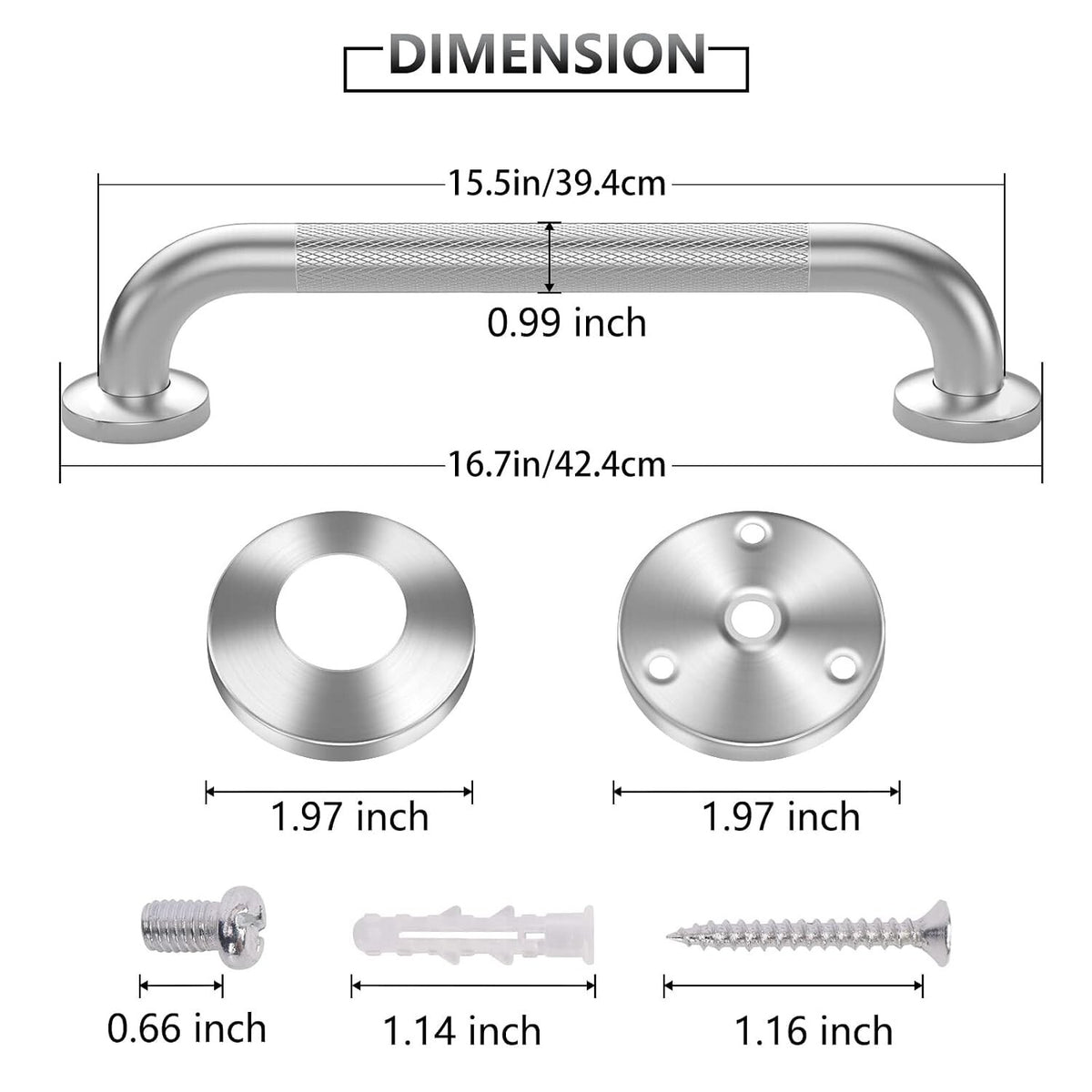 Grab Bars for Shower, 2 Pack 16 Inch Anti-Slip Safety Shower Handle for Senior,