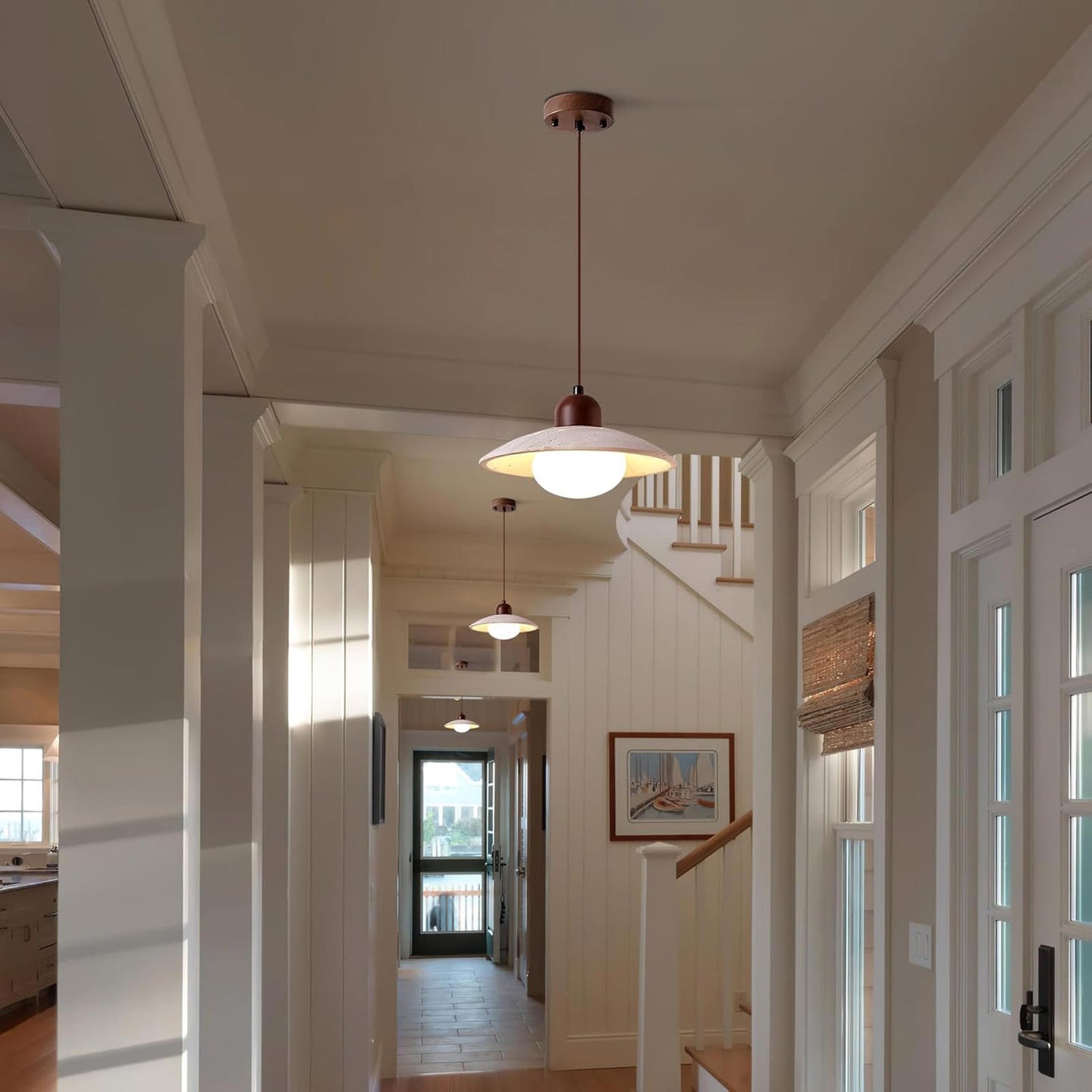 Natural Stone Dome Pendant Light for Farmhouse & Nordic Style Decor