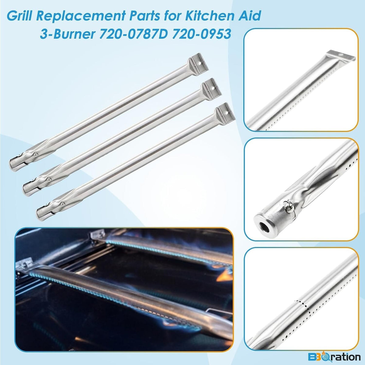 KitchenAid Grill Replacement Kit 7mm Grates Burner Heat Plates 720-0787D