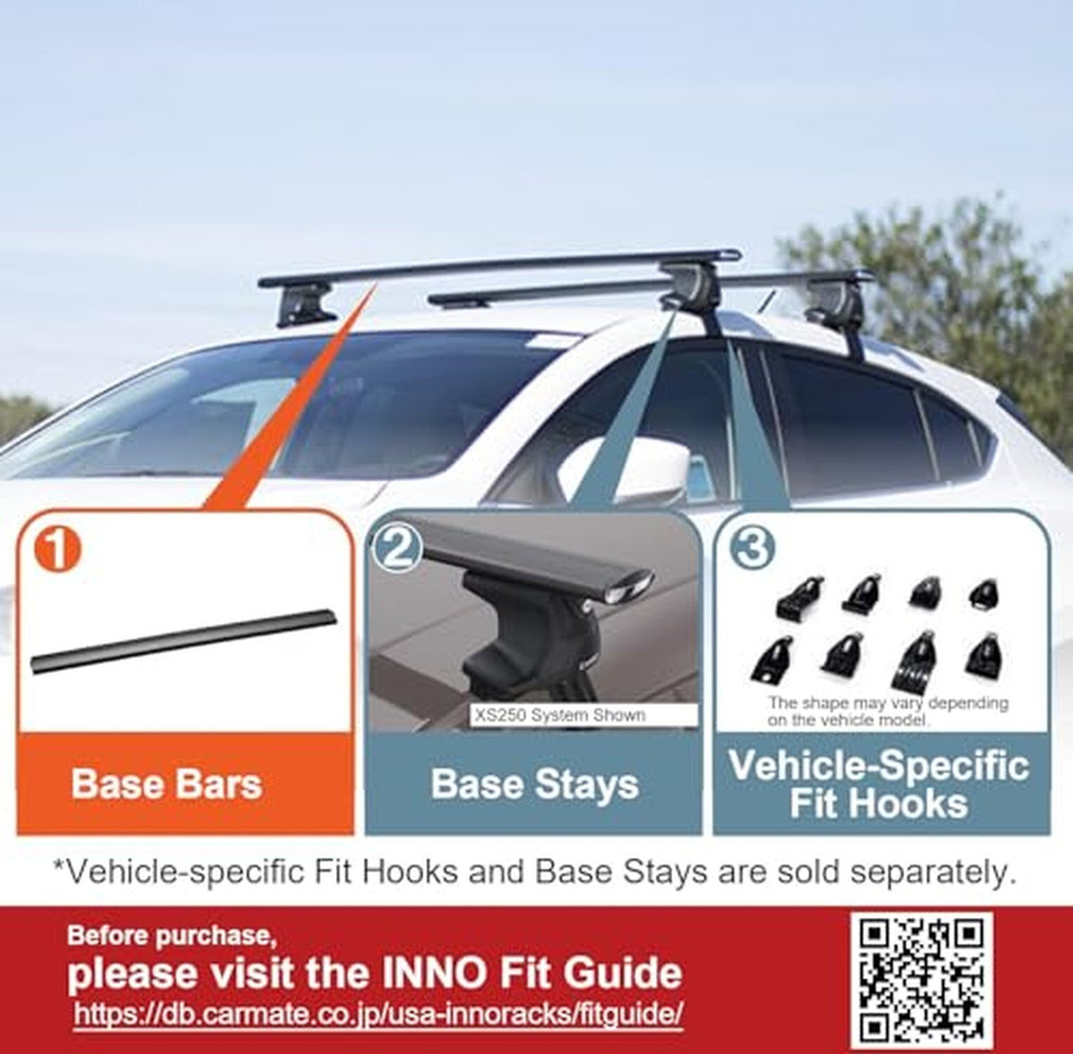 INNO AERO Base 42" BAR (1 Bar)Black Aluminum Made in Japan roof Rack Cross bar