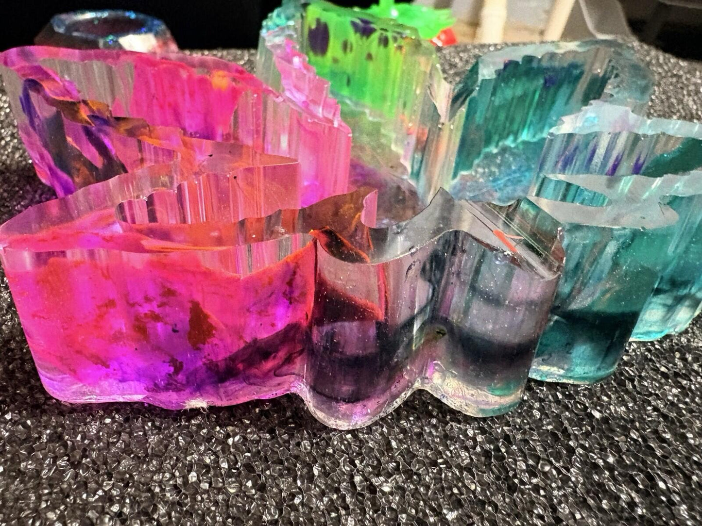 Flower Handmade Epoxy Resin Ash Tray Multicolored Layered A Define Center Piece