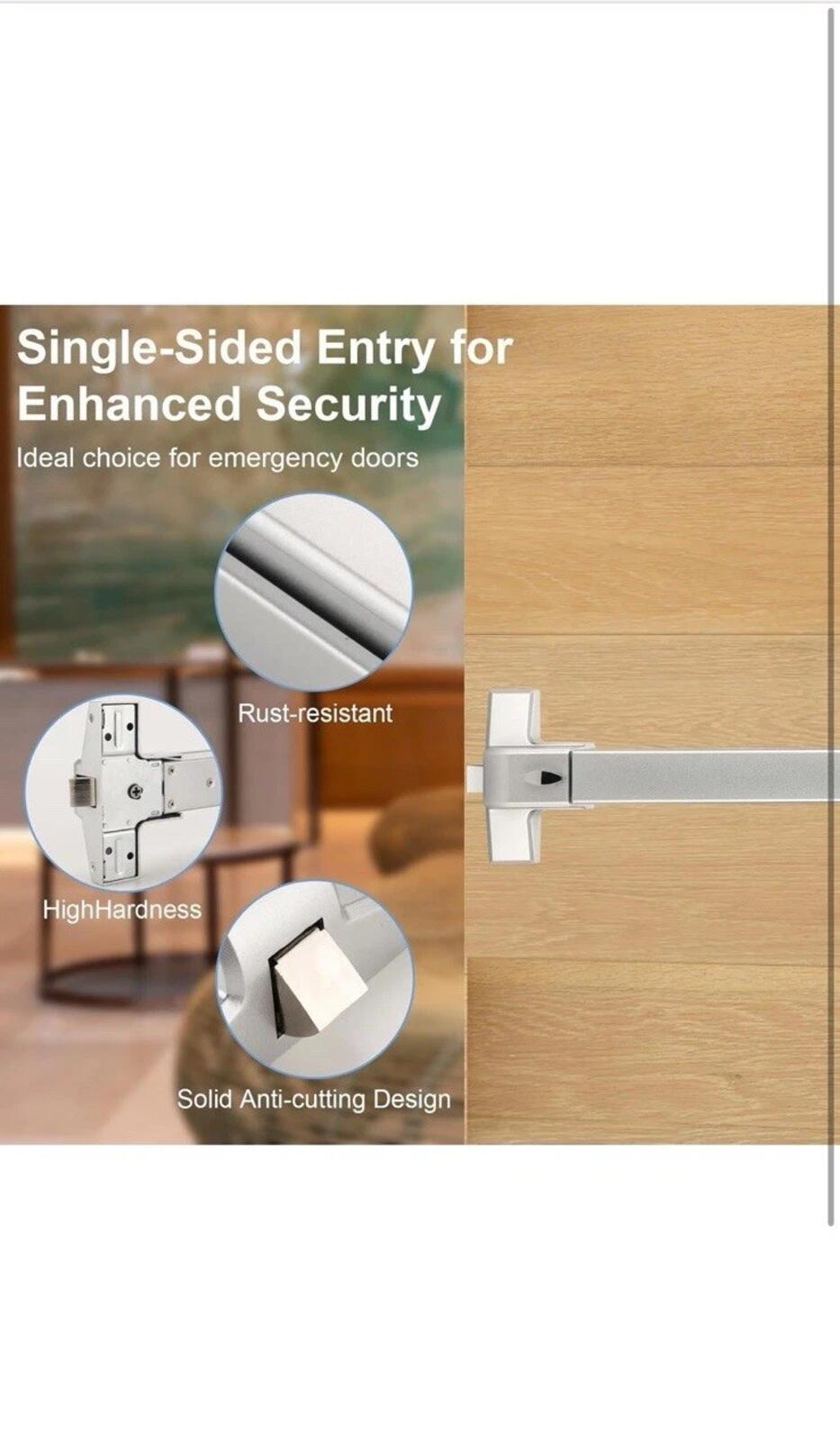 25.5" Panic Exit Device - Stainless Steel Push Bar Lock for Single/Double Doors,