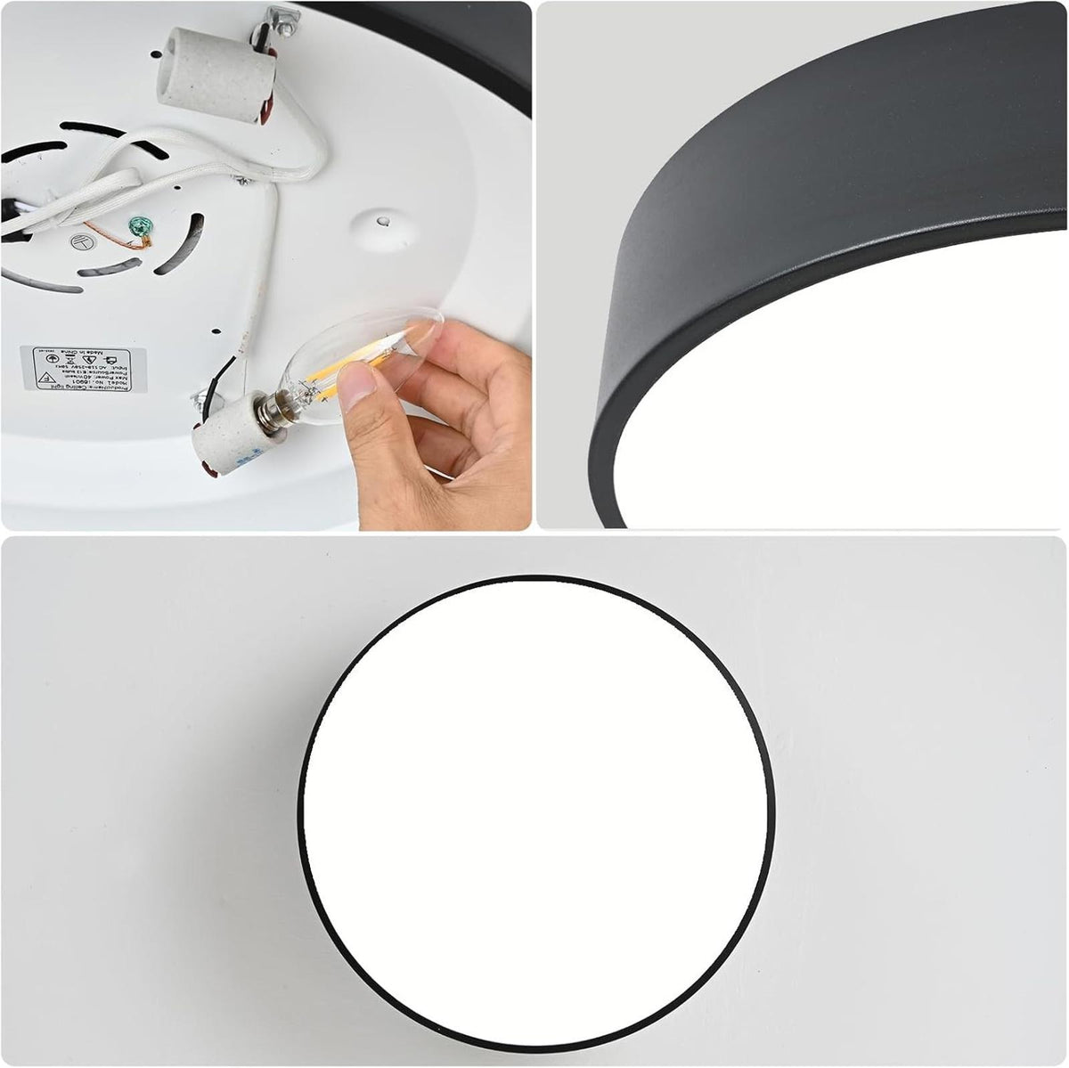 16 inch Round Flush Mount Ceinling Light Fixture 3-Light Modern Ceiling Light