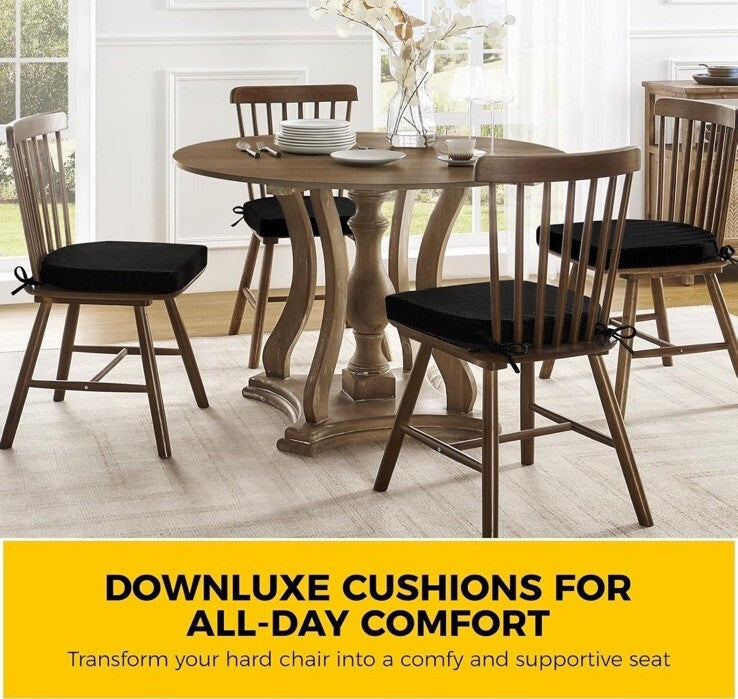 Chair Cushions for Dining Chairs Set of 6, Non Slip Kitchen Chair 6 Pack Black