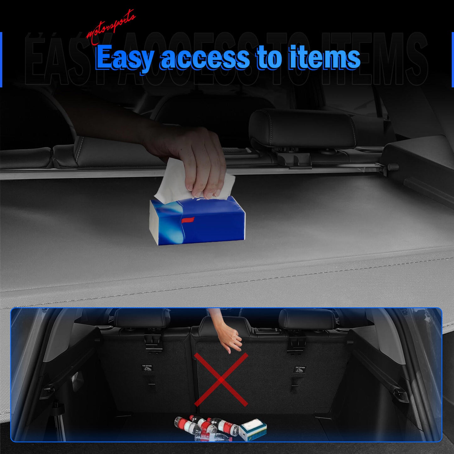 Fits 20-22 Tesla Model Y Canvas Style Retractable Rear Trunk Privacy Cargo Cover