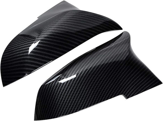 LH RH Door Wing ABS Carbon Fiber Side Mirror Cover Cap Compatible with BMW