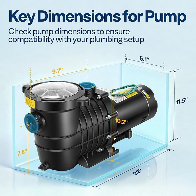 1.5HP Pool Pump 6500GPH Self Priming 115V/230V In/Above Inground Swimming Pool