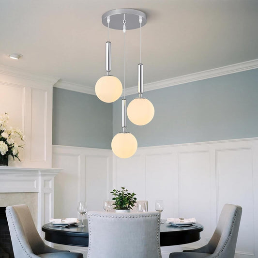 Modern Chrome Pendant Light Hanging Fixture Light for Kitchen Island Mid Century