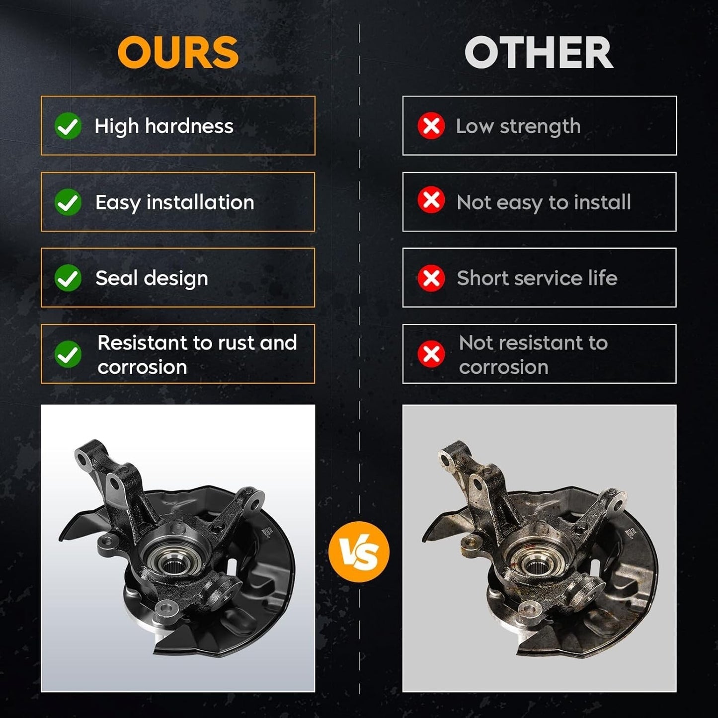 Steering Knuckles & Wheel Bearing Hub Assembly Left Right Fit for Toyota Corolla