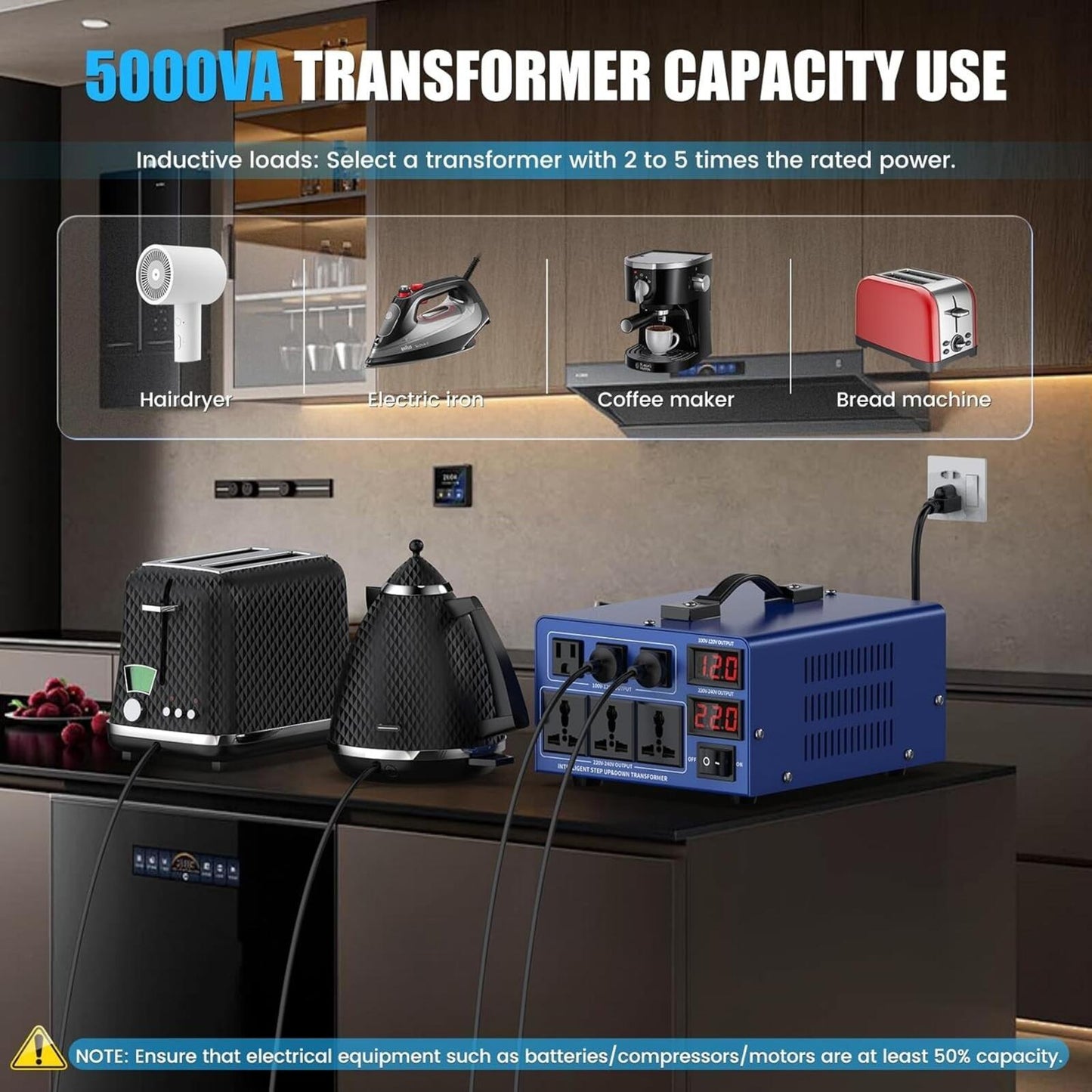 5000 Watt Voltage Converter Transformer Heavy Duty Step Up/Down Power Converter