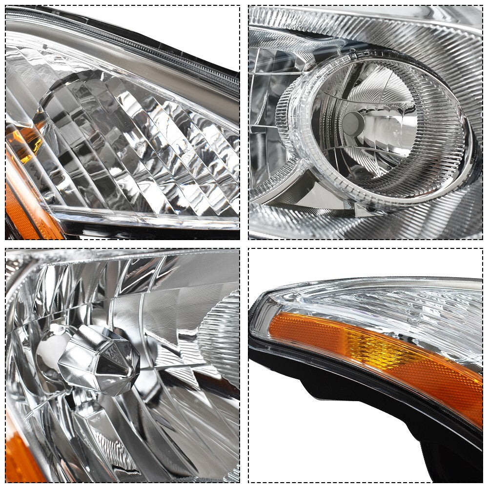 Headlights For Nissan Rogue 2008-2013 Halogen Chrome Headlamps Left+Right Side