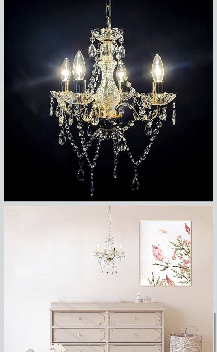 Gold Chandelier Mini Crystal Chandelier 4 Light Small Modern Chandelier