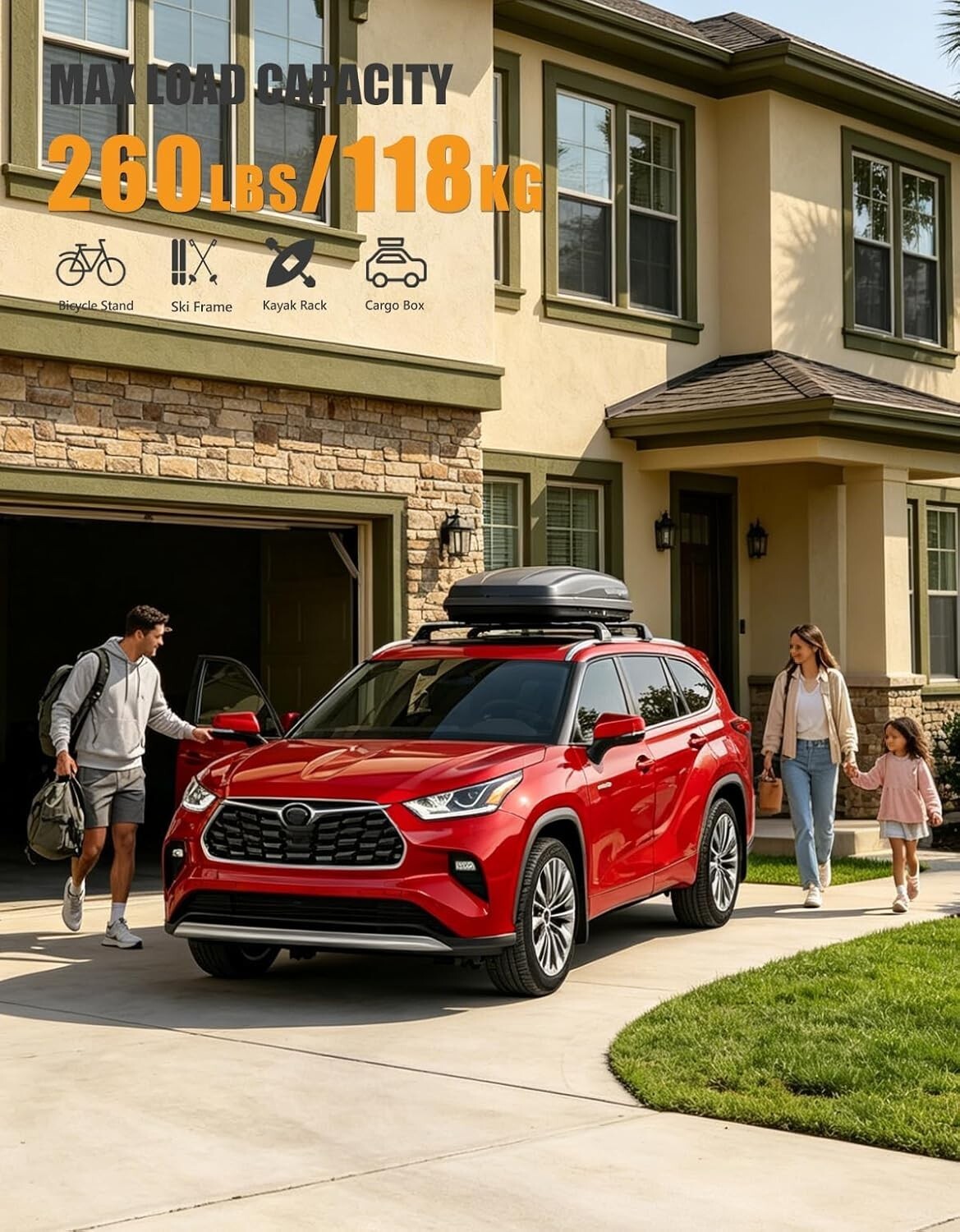 260lbs Cross Bars Roof Rack for Toyota Highlander 2020-2026 | XLE Limited Platin