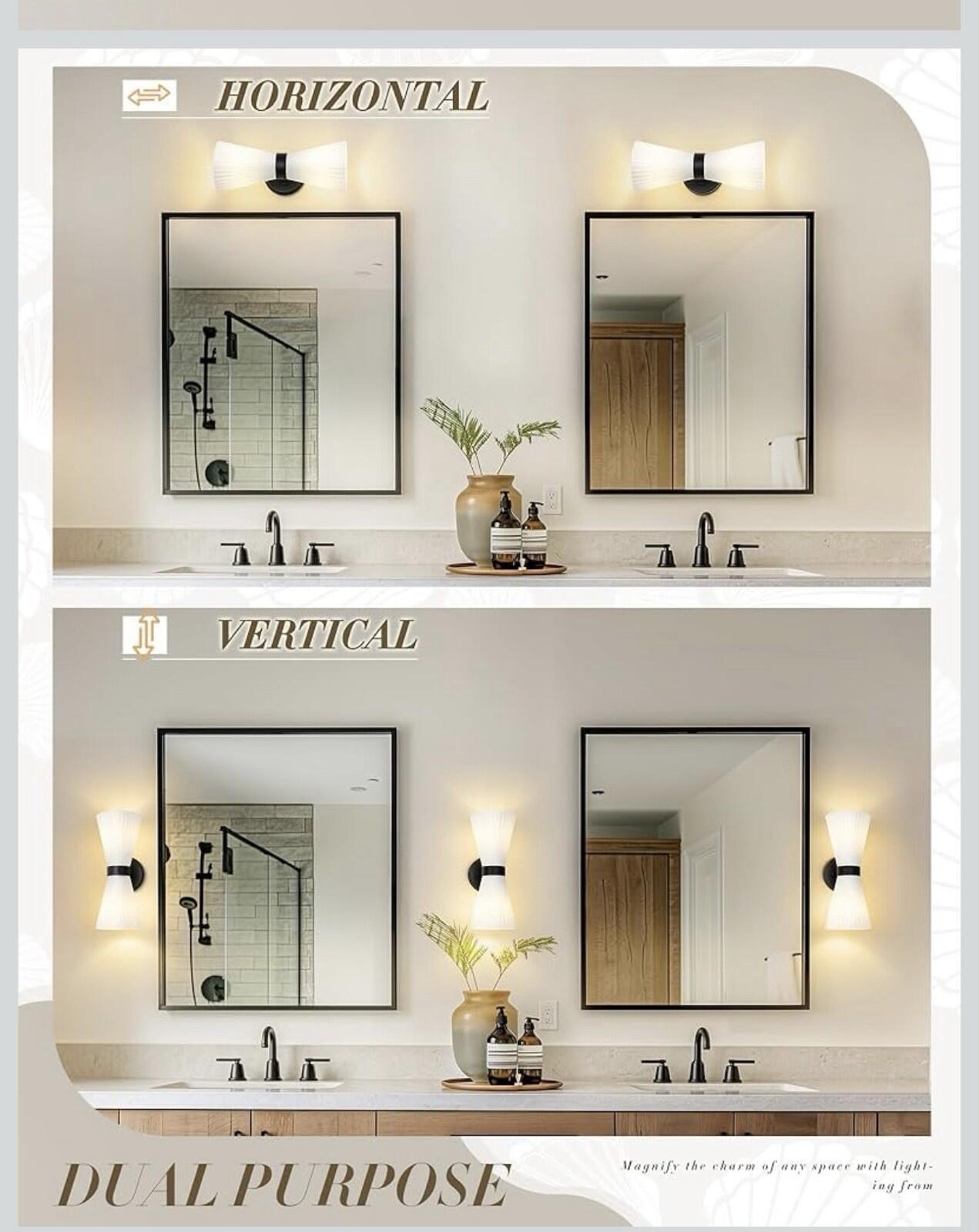 Modern Black Wall Sconce, HWH Up and Down Indoor Sconces Wall Lighting