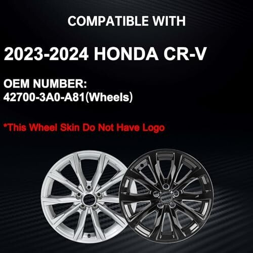 Honda CRV Wheel Skins 18in Black Set 2023-2025 EX EX-L Glossy