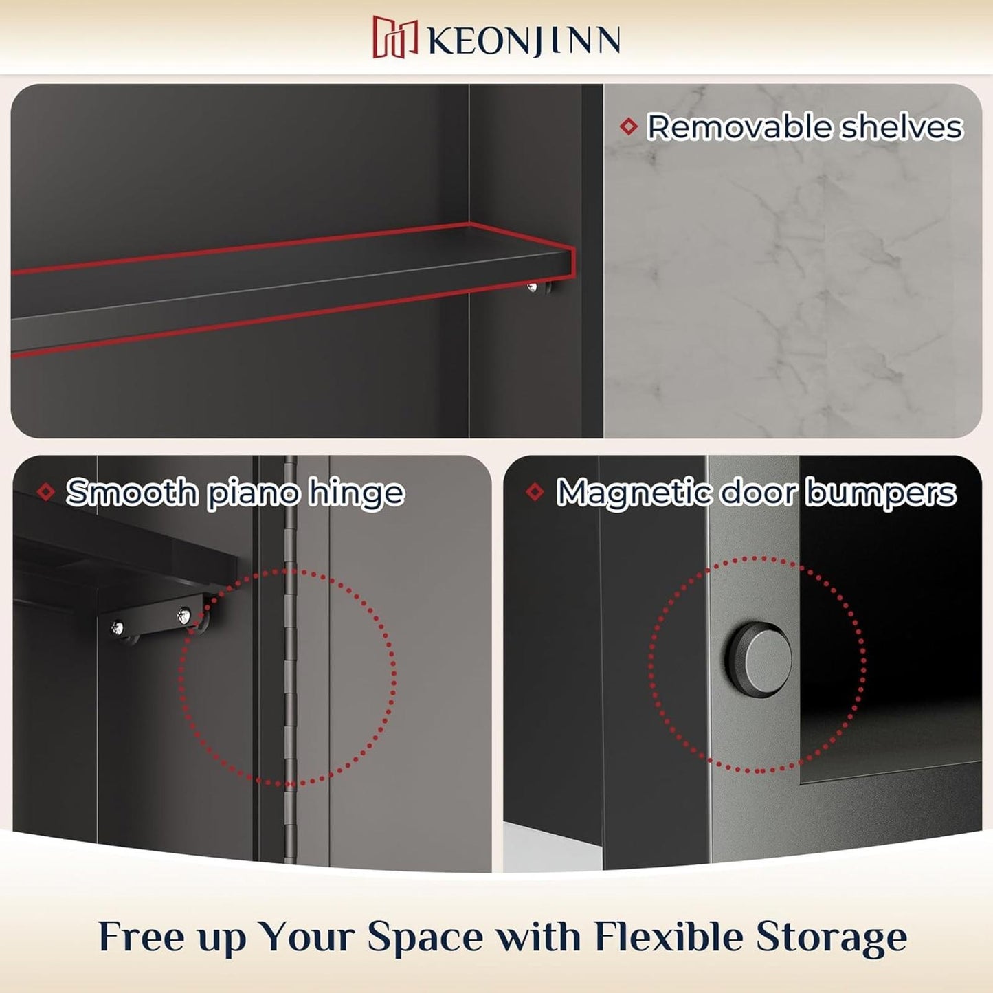 Keonjinn 17" x 25" Silver Bathroom Medicine Cabinets with Mirror