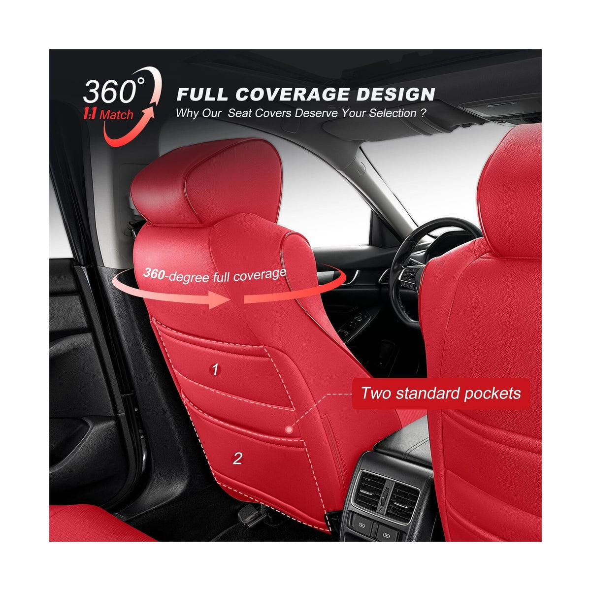 TTX LIGHTING Custom Fit Seat Covers for Honda Accord LX 2018-22