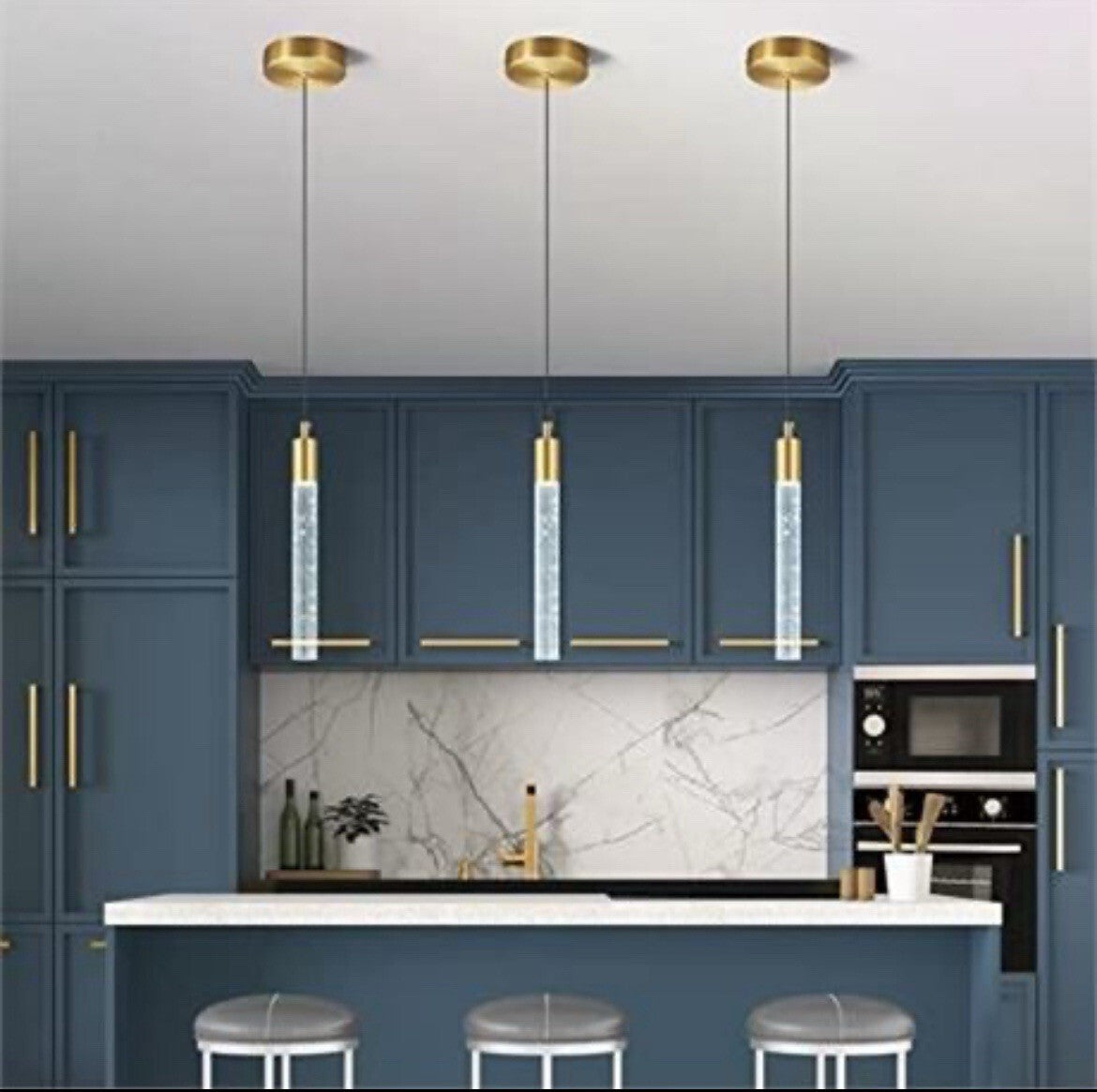 5 Light Kitchen Island Lighting Modern Fixture Chrome Pendant Light LED Chrome